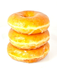 Donuts stacking on white background