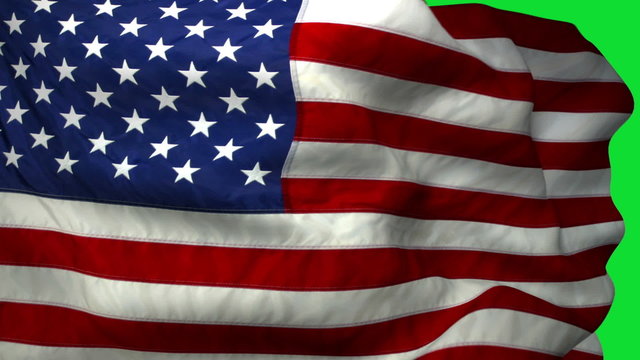 American Flag in Green Screen