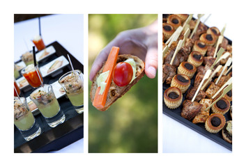 Cocktail, canapé, mouché, amuse-gueule, petit four, service
