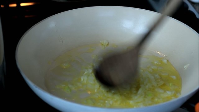 fry onion and bacon