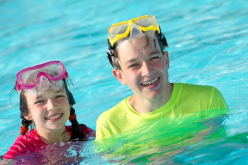 Happy children in pool