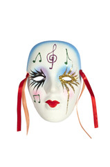 A beautiful carnivale mask from Venice Italy isolated on white