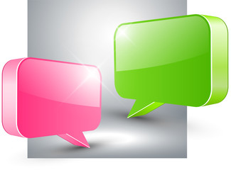 Abstract background with 3D speech bubble.