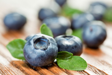 Blueberries with leaves