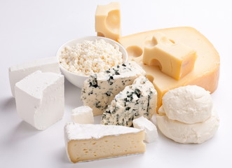 Various types of cheeses.