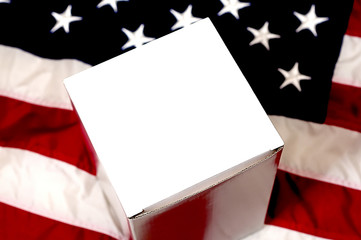 Blank White Box and American Flag