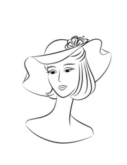 Vintage fashion girl in hat.