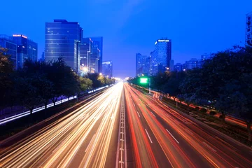 Aluminium Prints Highway at night night traffic on the street
