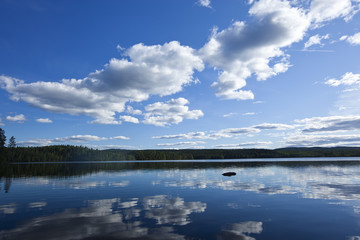 Summer lake, wide angle photo