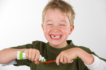 funny boy with toothbrush