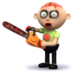 3d Zombie has a bloody chainsaw, oh dear.