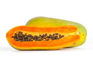 Papaya fruit  on white