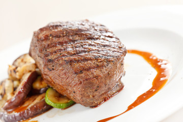 grilled steak with vegetables