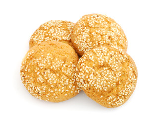 Cookies with sesame isolated on white background