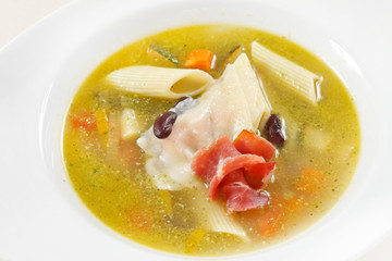 warm soup with black haricot
