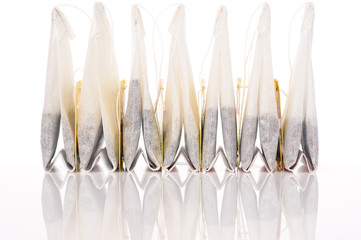 Teabags inflection with white background