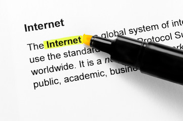 Internet text highlighted in yellow