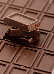 Chocolate pieces on white