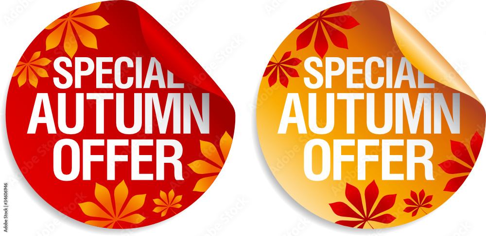 Wall mural autumn offers stickers set.