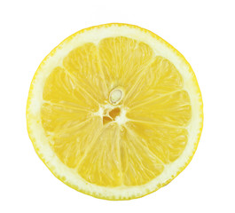 Lemon slice isolated on white background.