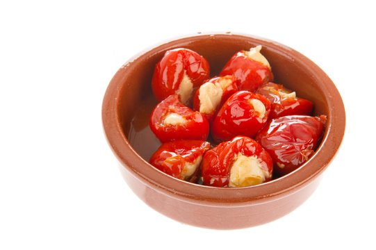 Sweet hot paprikas with feta cheese