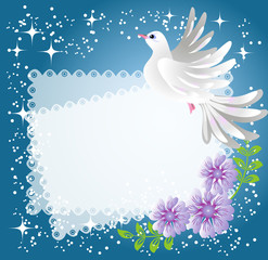 Background with dove and flowers