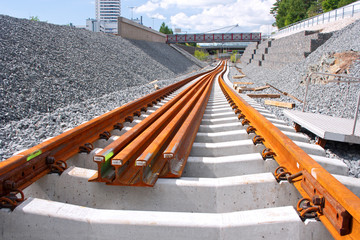 Railway construction site in Vuosaari, Finland