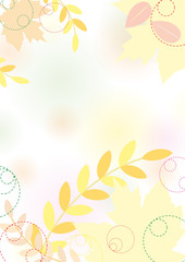 Pastel autumn background with maple leaves, pastel