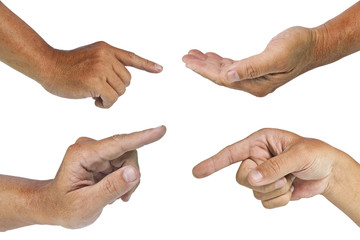 Hands in action with clipping path