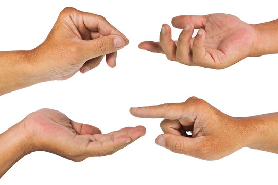 Hands in action with clipping path