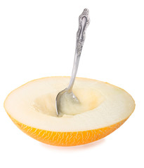 Cut melon with spoon