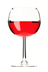 glass of red wine on white