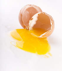 Broken egg on a light background