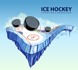 Vector illustration of surreal hockey rink