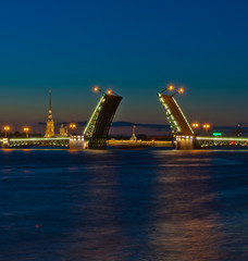 Fototapeta na wymiar Nocny widok Palace Bridge, Sankt Petersburg, Rosja