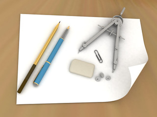 Band, pencil and compasses