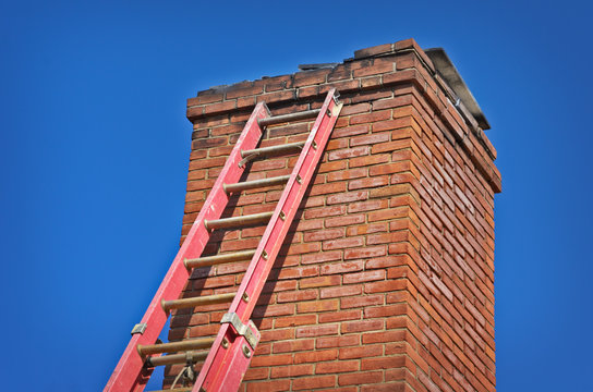Ladder Against Old Chimney