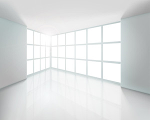 Empty white interior. Vector illustration.
