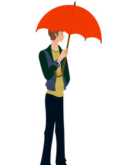 Side view of man holding umbrella