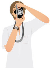 Close-up of man holding camera