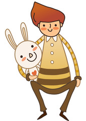 Close-up of girl sitting with rabiit