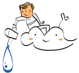 Close-up of boy sitting on cloud