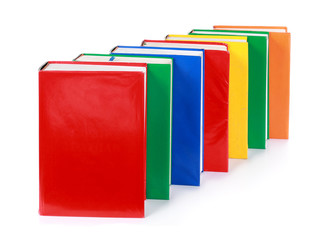 a line of many blank colorful books