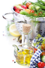 Olive oil and Fresh vegetables