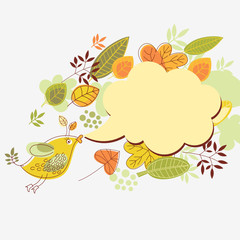 Obraz na płótnie Canvas Autumn background with bird and booble for text