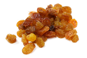 Heap of raisin on a white background