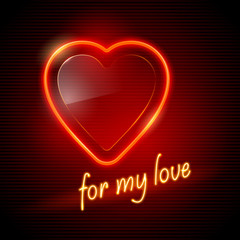 Vector illustration - Neon red heart