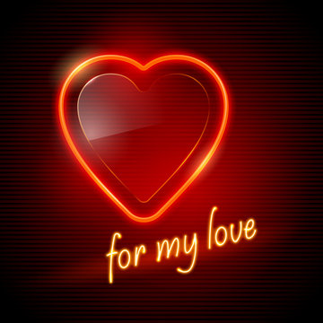 Vector Illustration - Neon Red Heart