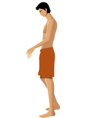 Side view of man wearing towel