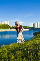 Mom and daughter at the lake